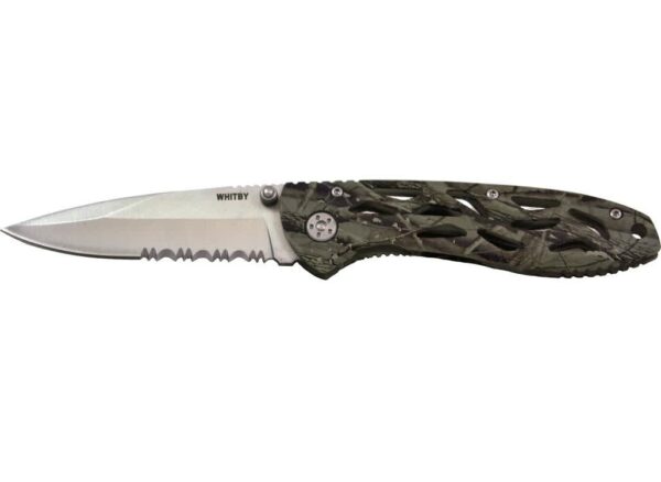 Whitby Camo Lock Knife Serr 3.25inbl