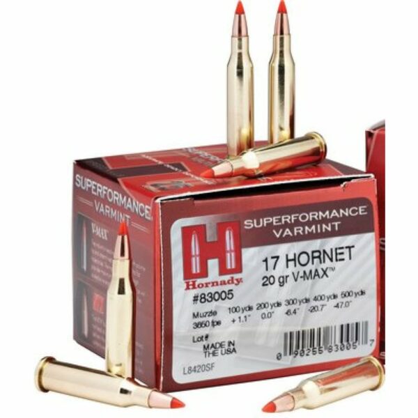 Hornady Rifle Ammunition 17 Hornet 20G V Max Spf Box 25
