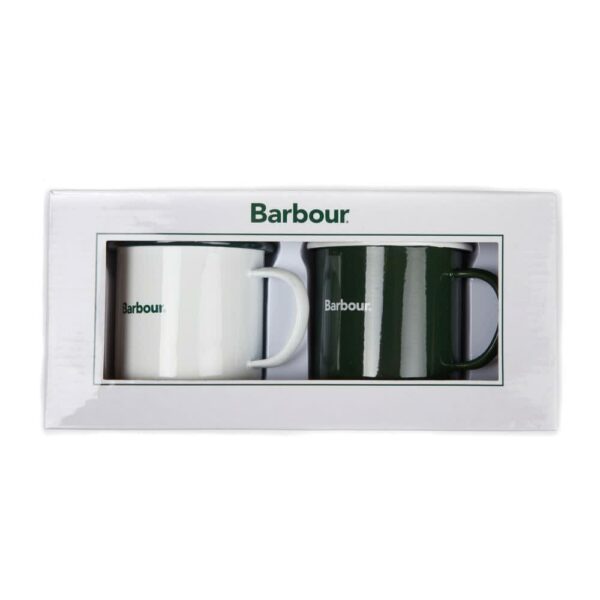 Barbour Enamel Mug Giftset White Green