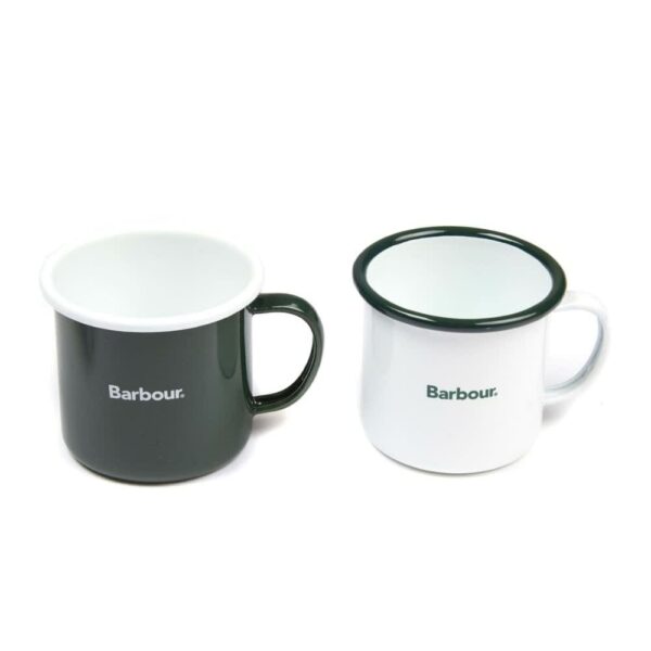 Barbour Enamel Mug Giftset White Green - Image 2