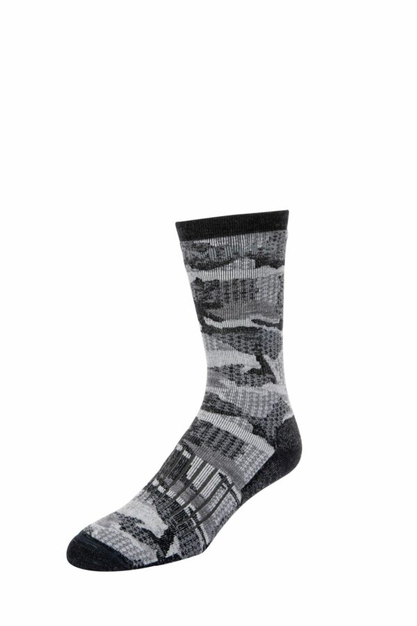 Simms Merino Midweight Sock Hex Flo Camo Carbon