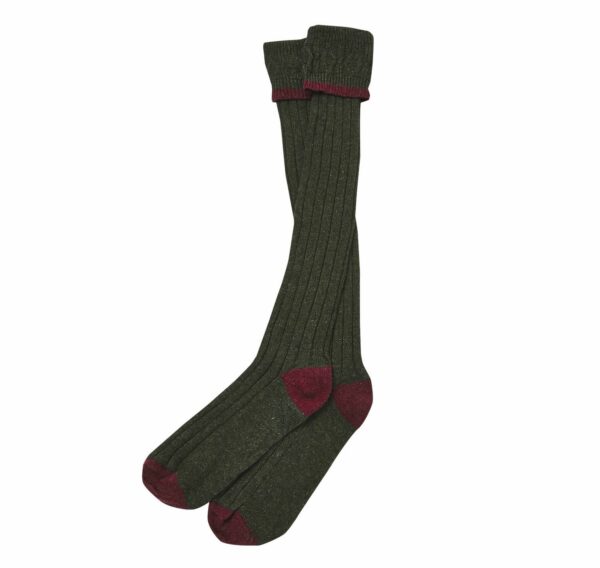 Barbour Contrast Gun Stocking Olive Cranberry