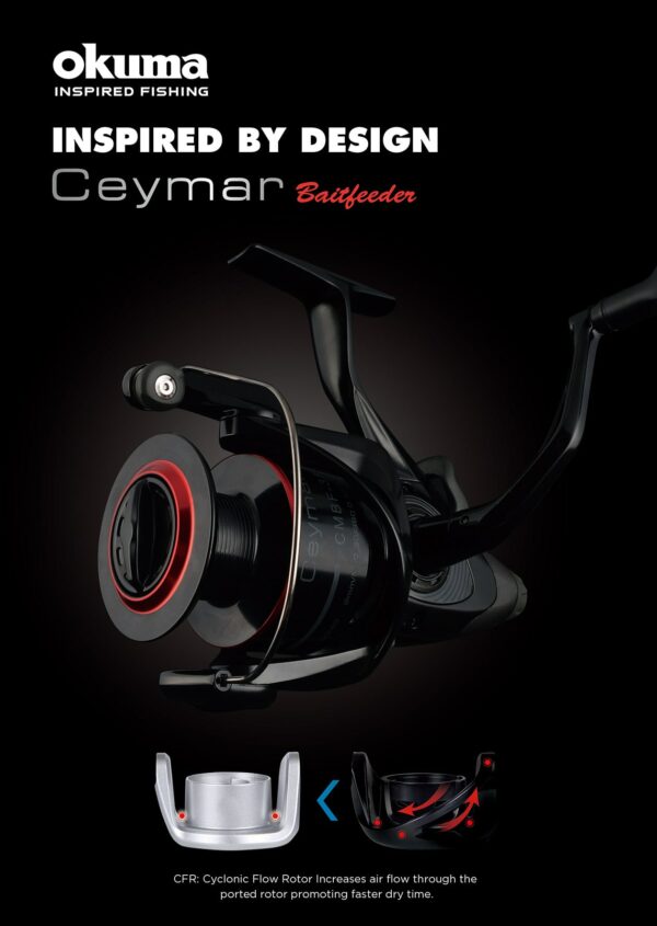 Okuma Ceymar Baitfeeder CMBF 2+1 BB Graphite Bodied Fixed Spool Reel - Image 2