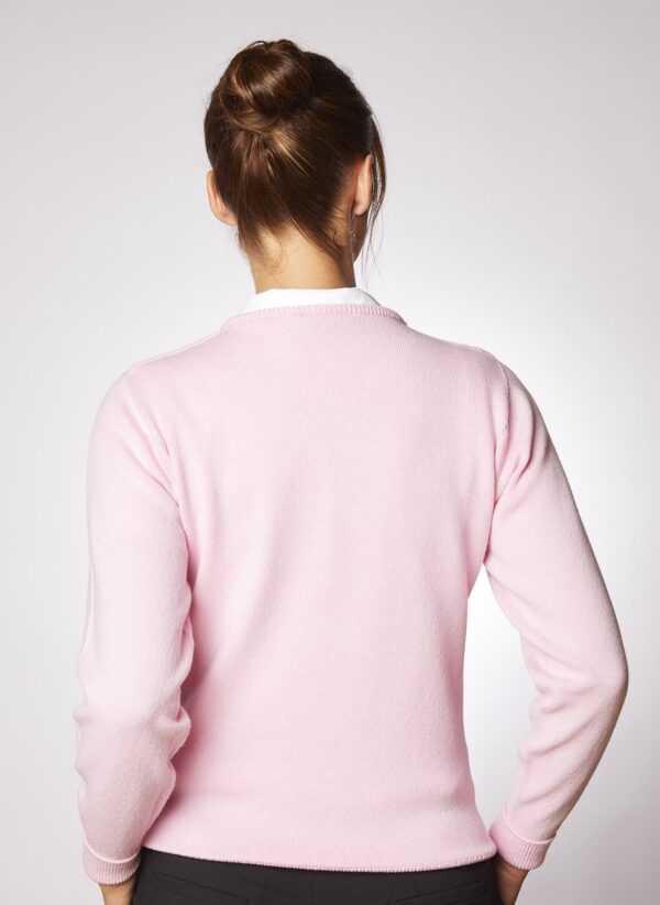 Glenbrae Womens Lambswool Crew Neck Rose - Image 3