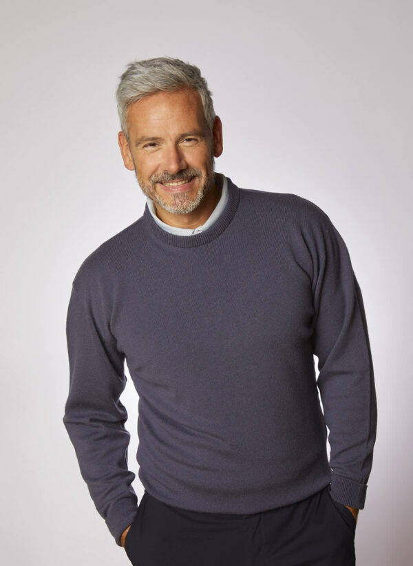 Glenbrae Lambswool Crew Neck Jumper Gunmetal