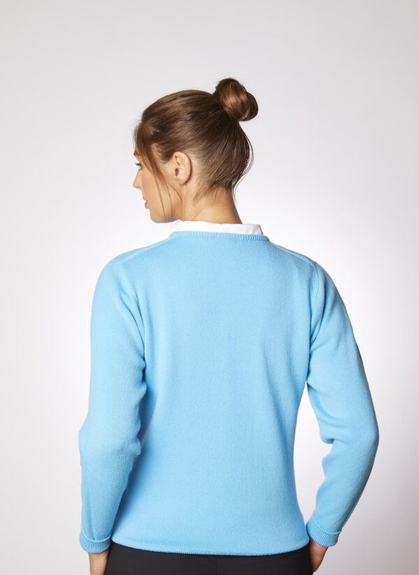 Glenbrae Womens Lambswool V Neck Lagoon - Image 3