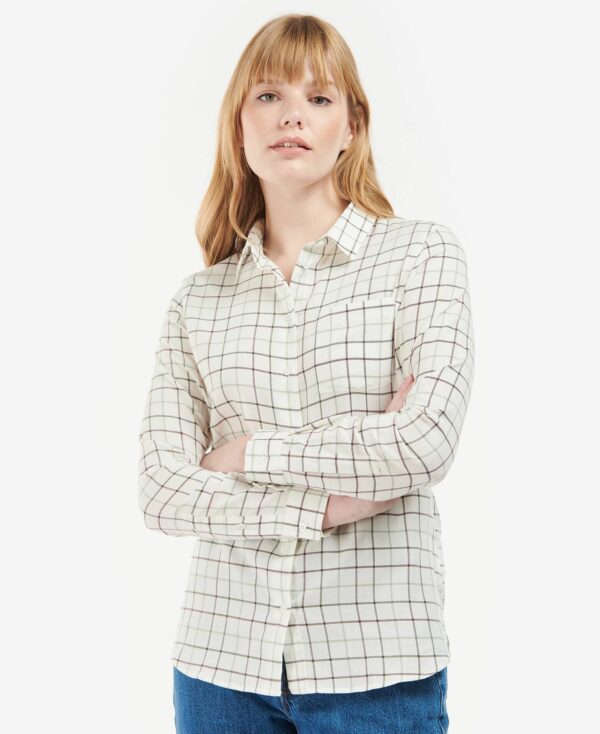 Barbour Triplebar Shirt Cloud Winter Green - Image 3