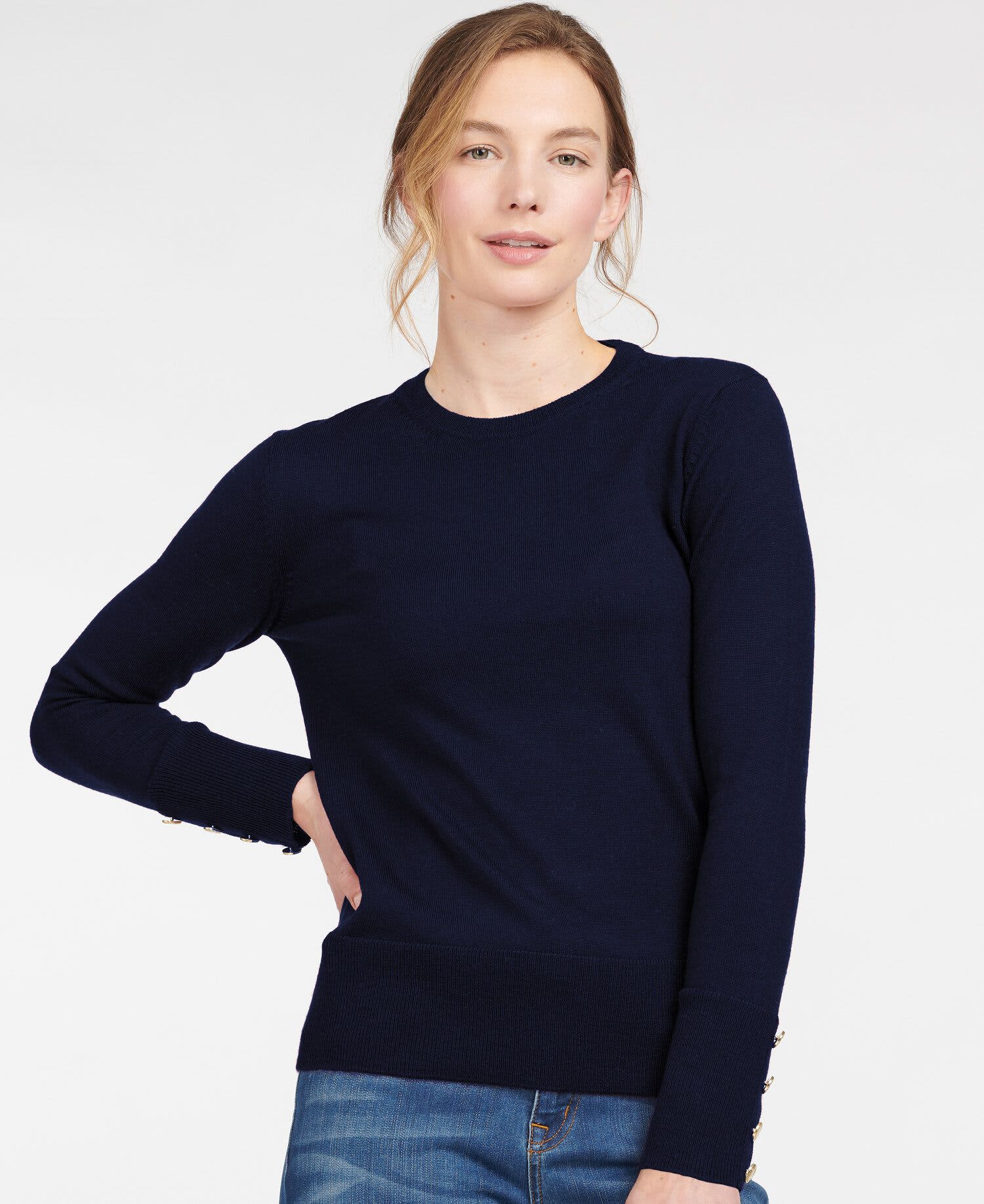 Barbour Ridley Knit Jumper Navy - Fawcetts Online