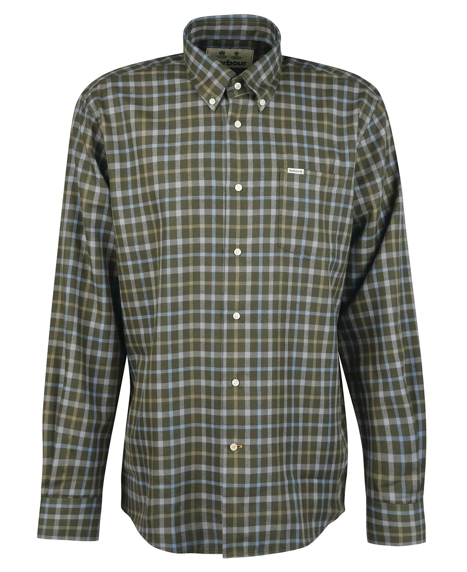 Barbour Coll Thermo Shirt Olive - Fawcetts Online