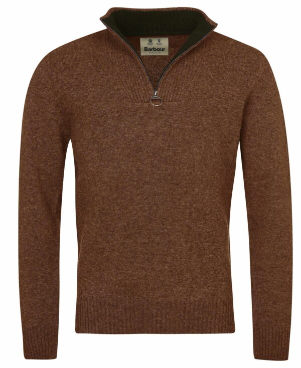 Barbour Nelson Essential Half Zip Jumper Dark Sand - Image 3