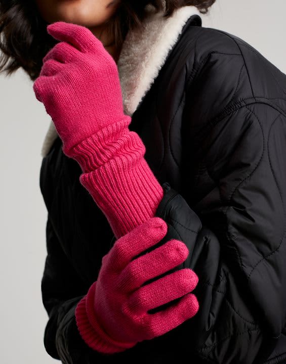 Joules Shinebright Ribbed Glove Pink Fawcetts Online