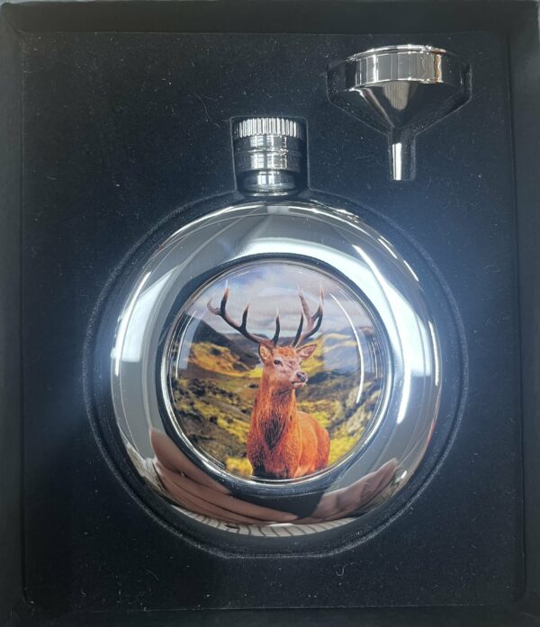Hip Flask 4.5oz Round Stainless Stag