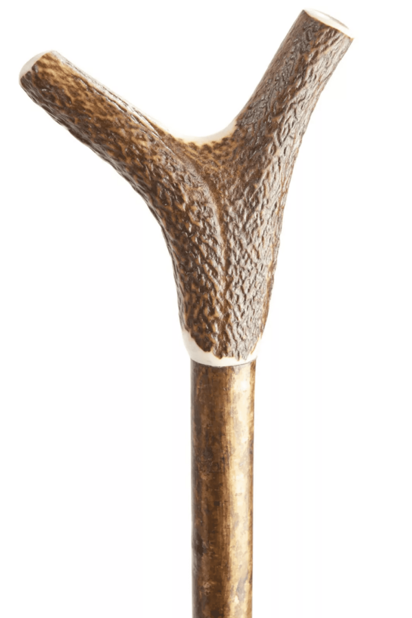 CC Hand Crafted Staghorn Thumbstick on Hazel Shaft