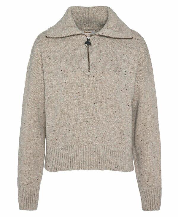 Barbour Lavensdale Half Zip Jumper Oatmeal - Image 2
