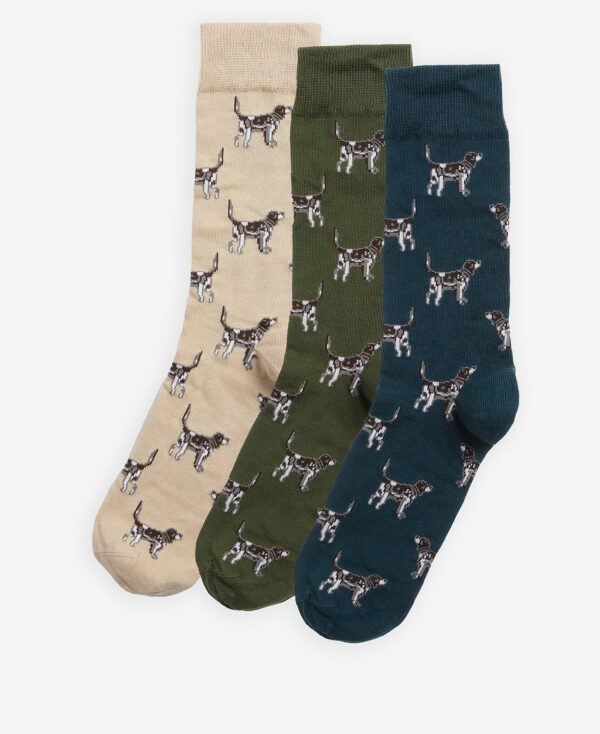 Barbour Pointer Socks Gift Box Forest Mist