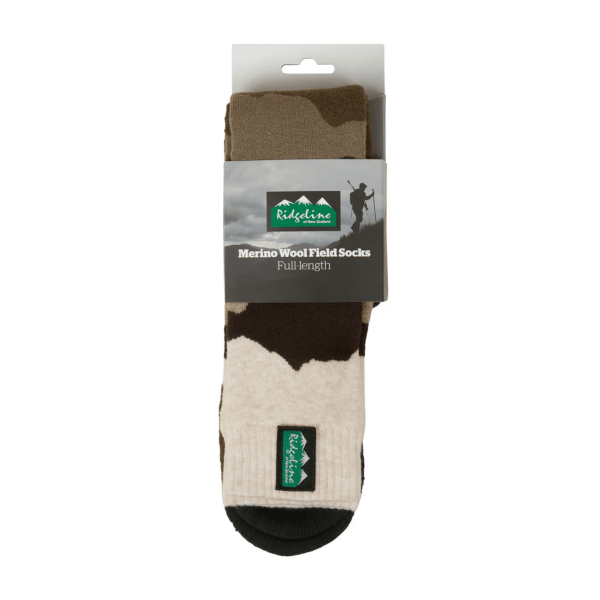 Ridgeline Merino Wool Field Sock Full Length Olive - Image 2