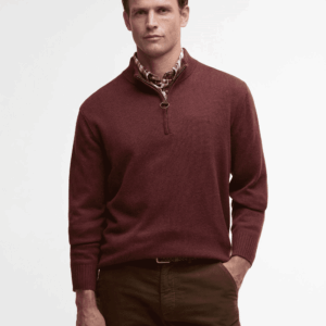 Barbour Kelson Half Zip Jumper Fired Brick
