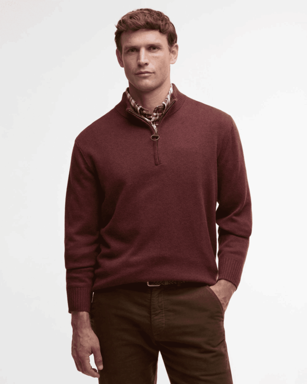 Barbour Kelson Half Zip Jumper Fired Brick