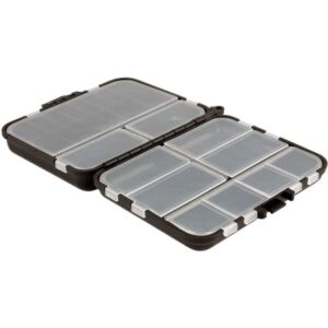 Leeda Fold Pocket Size Open Clam Accessory Box Lge 11 Compartment Black 12x10.5x3.5cm
