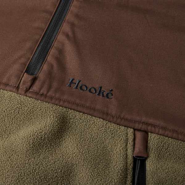 Hook'e Men's Tech Fleece Hoodie in Dark Olive and Brown - Image 3
