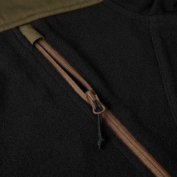 Hook'e Men's Tech Fleece Hoodie in Black and Dark Olive - Image 7