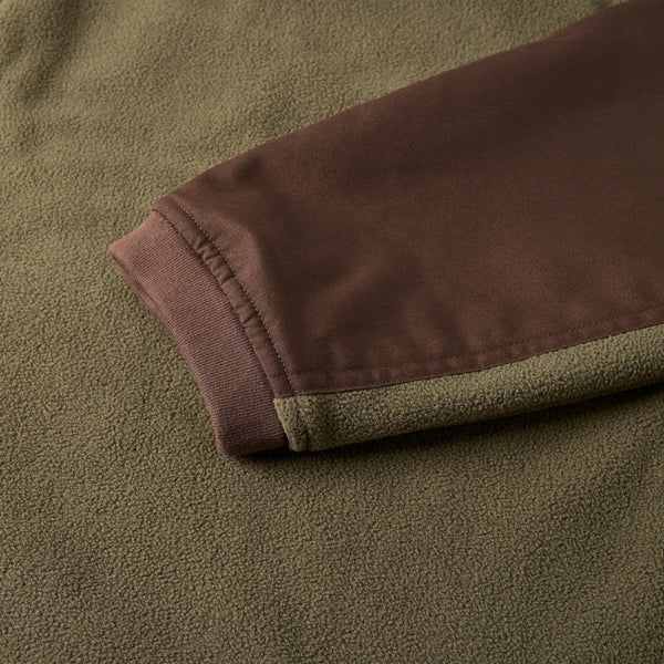 Hook'e Men's Tech Fleece Hoodie in Dark Olive and Brown - Image 4