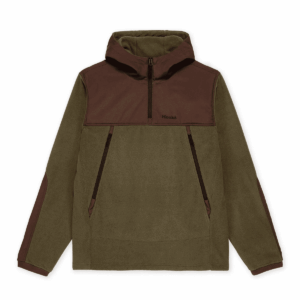 Hook'e Men's Tech Fleece Hoodie in Dark Olive and Brown