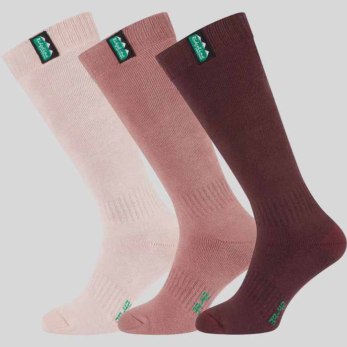 Ridgeline Cotton Sock Full Length 3 Pack Oxblood Multi