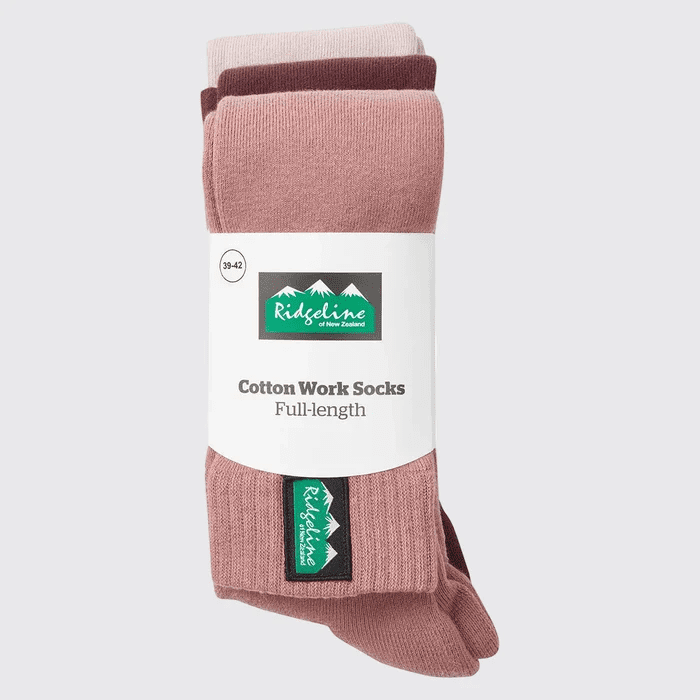 Ridgeline Cotton Sock Full Length 3 Pack Oxblood Multi - Image 2